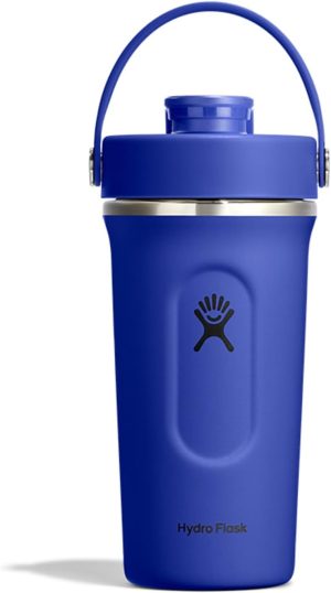Hydro Flask Shaker Bottle ?C Insulated Stainless Steel Gym Bottle for Pre Workout & Protein 24 Oz Capri Blue
